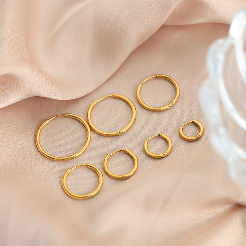 316L Stainless Steel Chic Minimalist Circle Hoop Earrings - Image 12