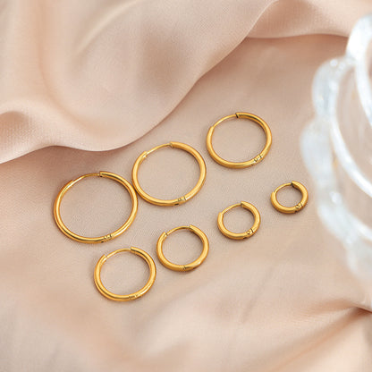 316L Stainless Steel Chic Minimalist Circle Hoop Earrings - Image 12