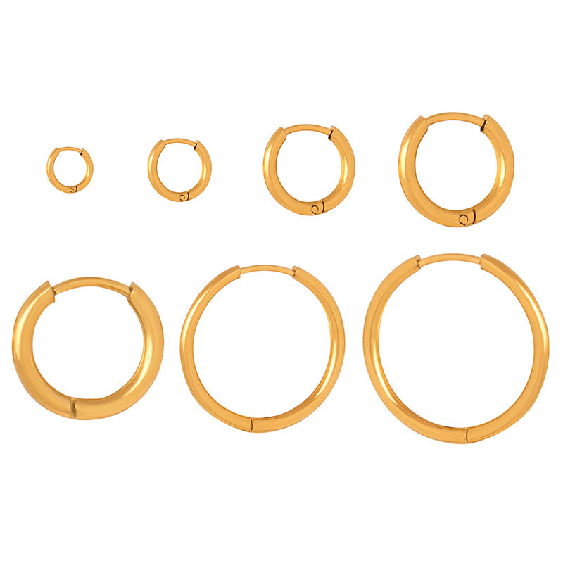 316L Stainless Steel Chic Minimalist Circle Hoop Earrings - Image 4