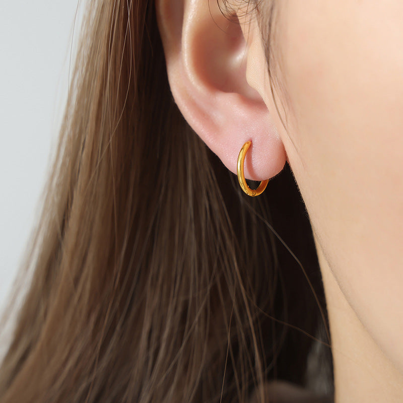 316L Stainless Steel Chic Minimalist Circle Hoop Earrings - Image 5