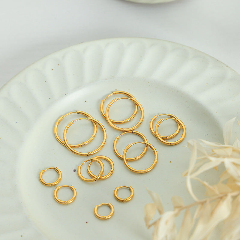 316L Stainless Steel Chic Minimalist Circle Hoop Earrings - Image 7