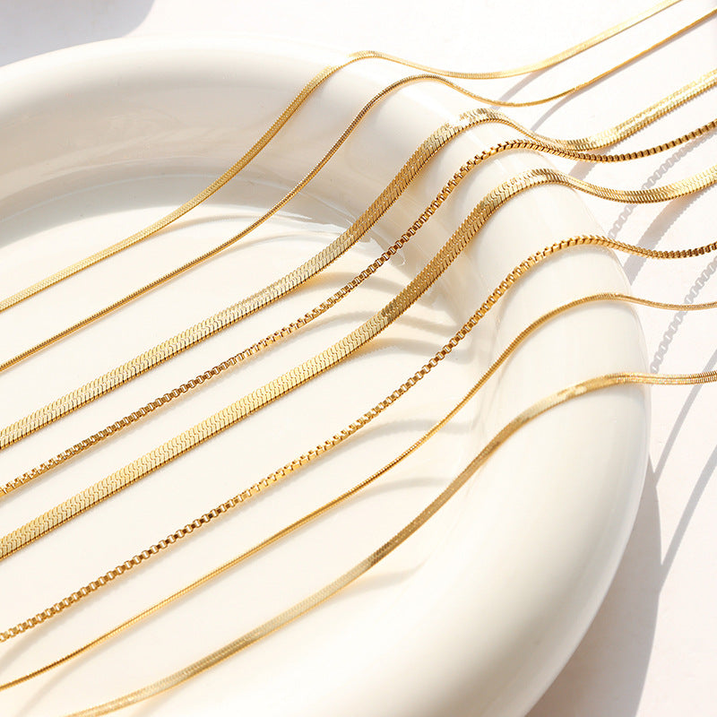 316L Stainless Steel Chic Minimalist Double Layer Snake Bone Chain Necklace - Image 3