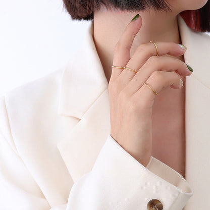 316L Stainless Steel Chic Minimalist Unisex Circle Band Ring - Image 4