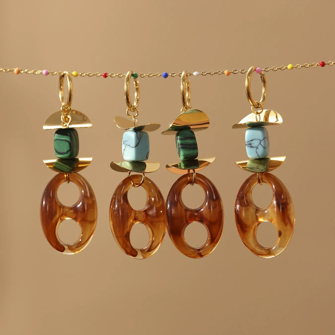 316L Stainless Steel Chic Oval Toggle Drop Earrings - Image 2