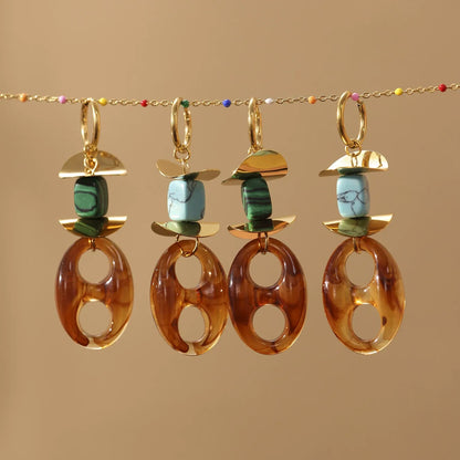 316L Stainless Steel Chic Oval Toggle Drop Earrings - Image 2