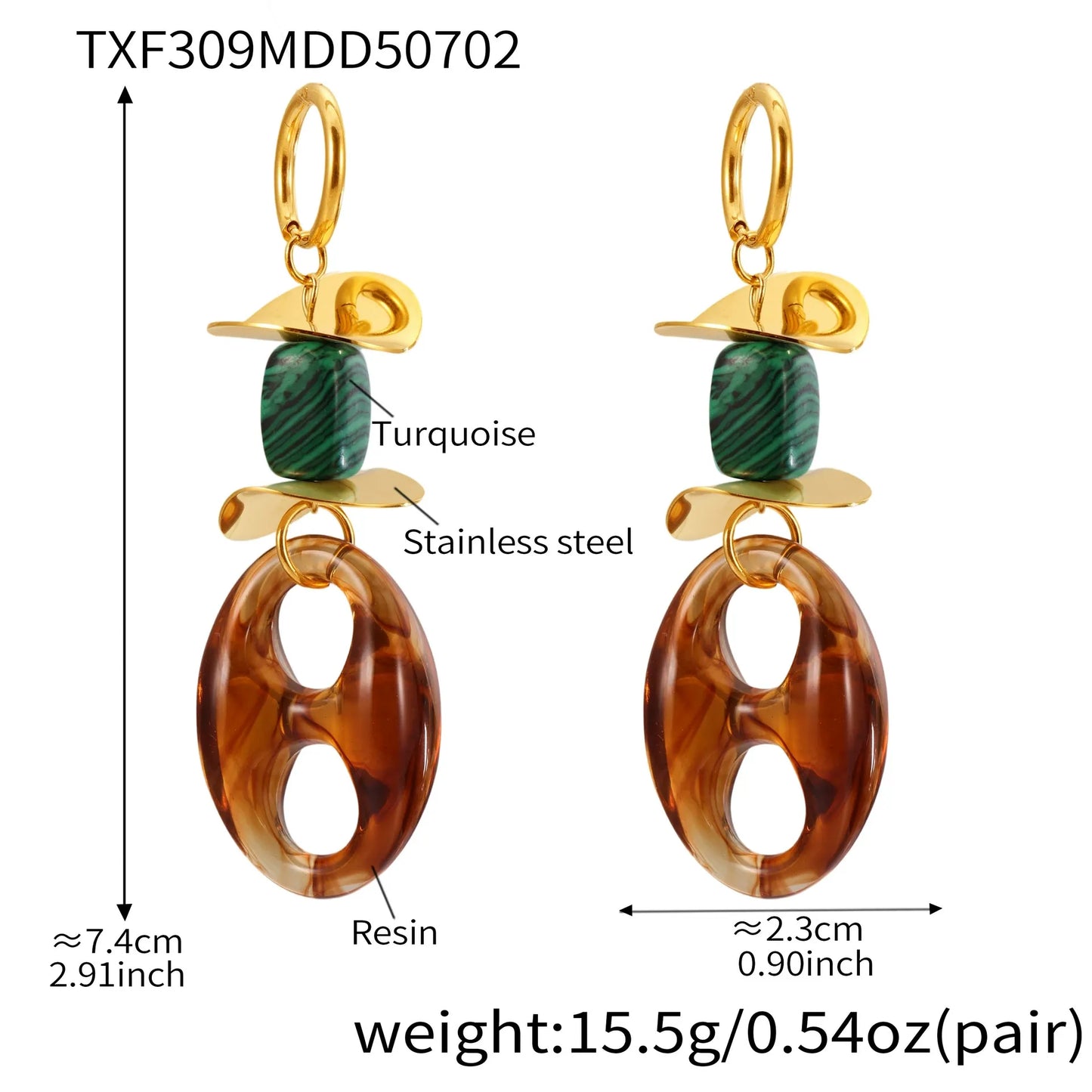 316L Stainless Steel Chic Oval Toggle Drop Earrings - Image 6