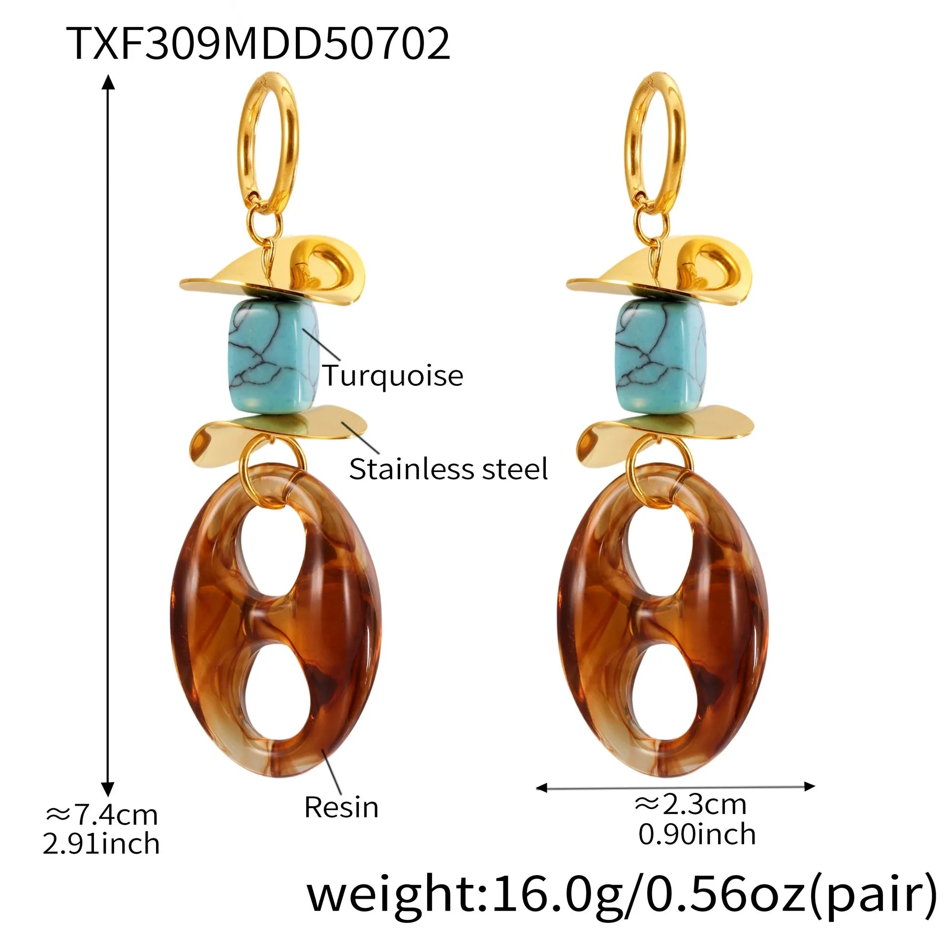 316L Stainless Steel Chic Oval Toggle Drop Earrings - Image 7