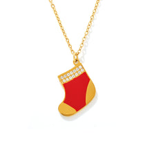 316L Stainless Steel Chic Red Enamel Christmas Stocking Pendant Necklace - Image 2
