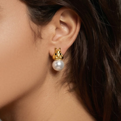 316L Stainless Steel Chic Squirrel Faux Pearl Earrings & Necklace Set - Image 3