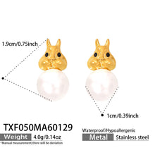 316L Stainless Steel Chic Squirrel Faux Pearl Earrings & Necklace Set - Image 4