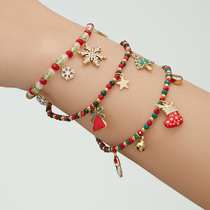 Holiday beaded bracelets worn on wrist holiday styling