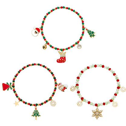 316L stainless steel Christmas charm beaded bracelet holiday set overview