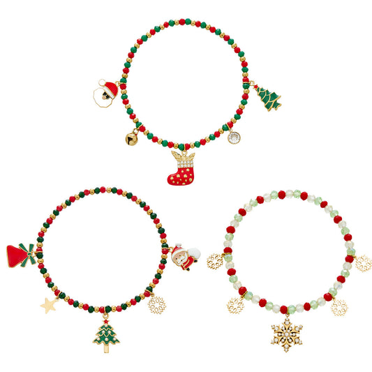 316L stainless steel Christmas charm beaded bracelet holiday set overview
