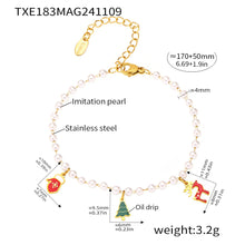 316L Stainless Steel Christmas Lucky Deer & Shell Pearl Charm Necklace & Bracelet Set - Image 5