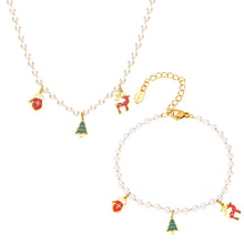 316L Stainless Steel Christmas Lucky Deer & Shell Pearl Charm Necklace & Bracelet Set - Image 6
