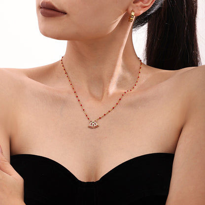 316L Stainless Steel Christmas Reindeer & Bell Zircon Necklace - Image 1