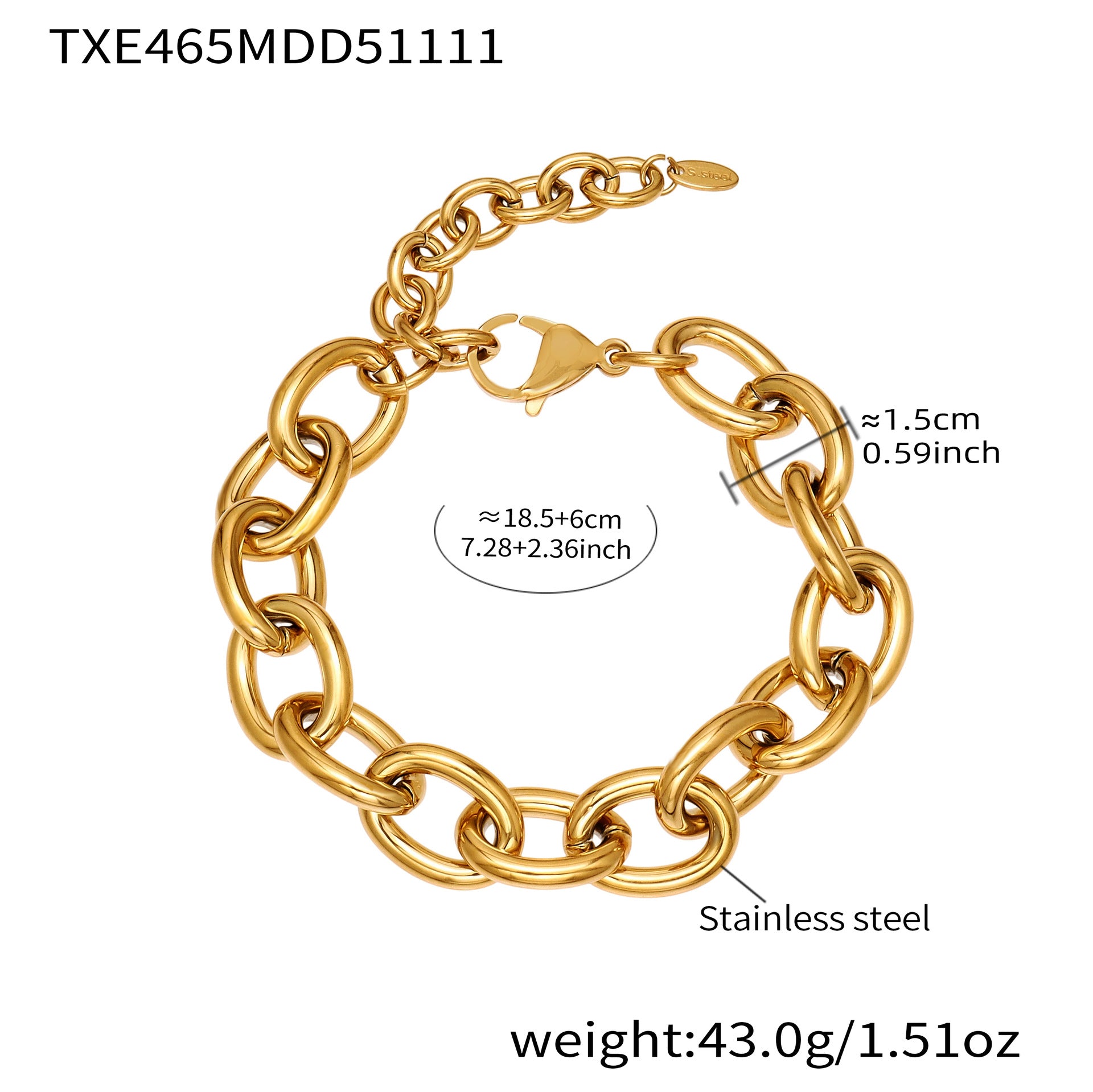 316L Stainless Steel Chunky 18K Gold Plated Cuban Link Chain - Image 1