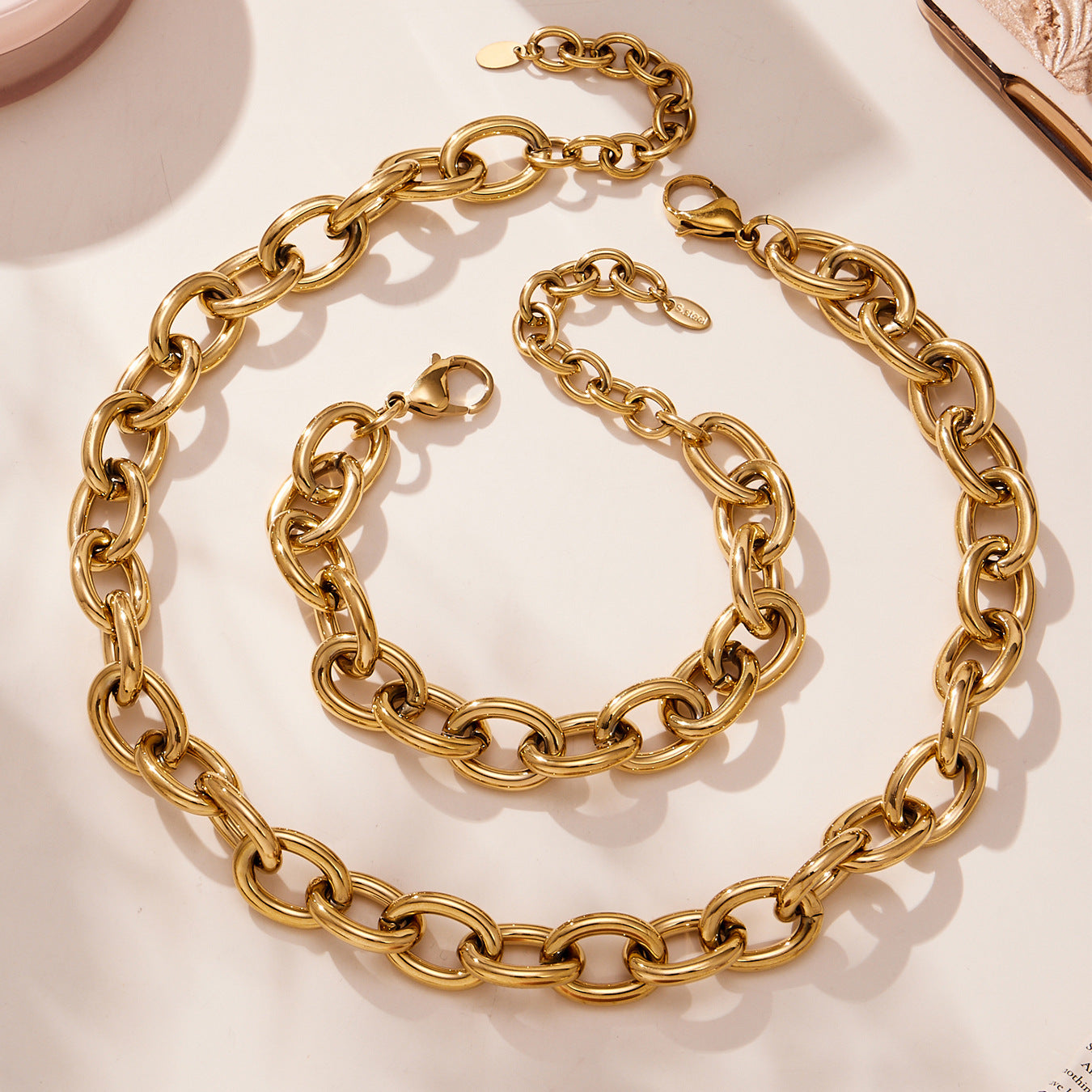 316L Stainless Steel Chunky 18K Gold Plated Cuban Link Chain - Image 2