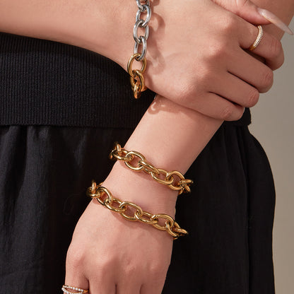 316L Stainless Steel Chunky 18K Gold Plated Cuban Link Chain - Image 4