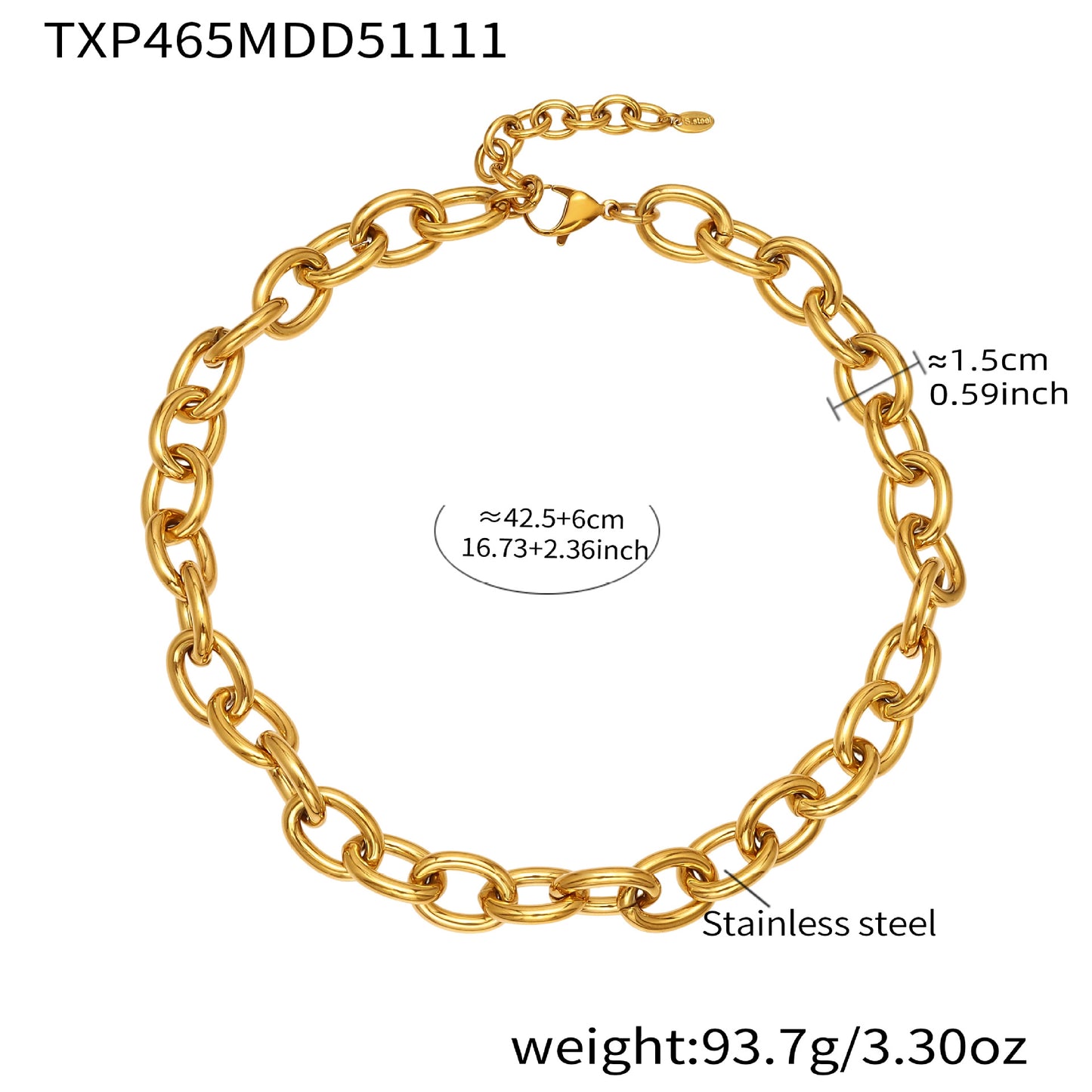 316L Stainless Steel Chunky 18K Gold Plated Cuban Link Chain - Image 7