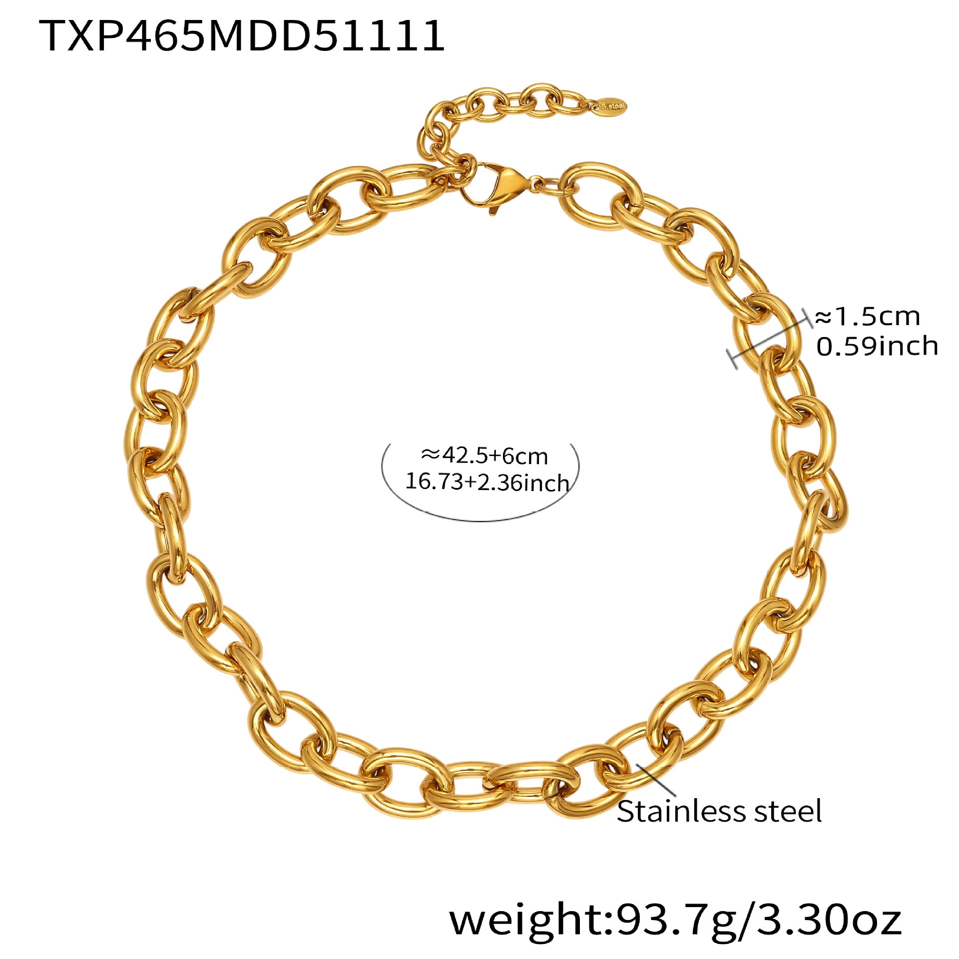 316L Stainless Steel Chunky 18K Gold Plated Cuban Link Chain - Image 7