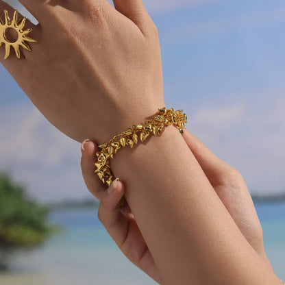 316L Stainless Steel Chunky Heart Charm Bracelet - Image 2