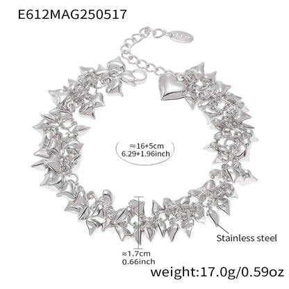 316L Stainless Steel Chunky Heart Charm Bracelet - Image 7