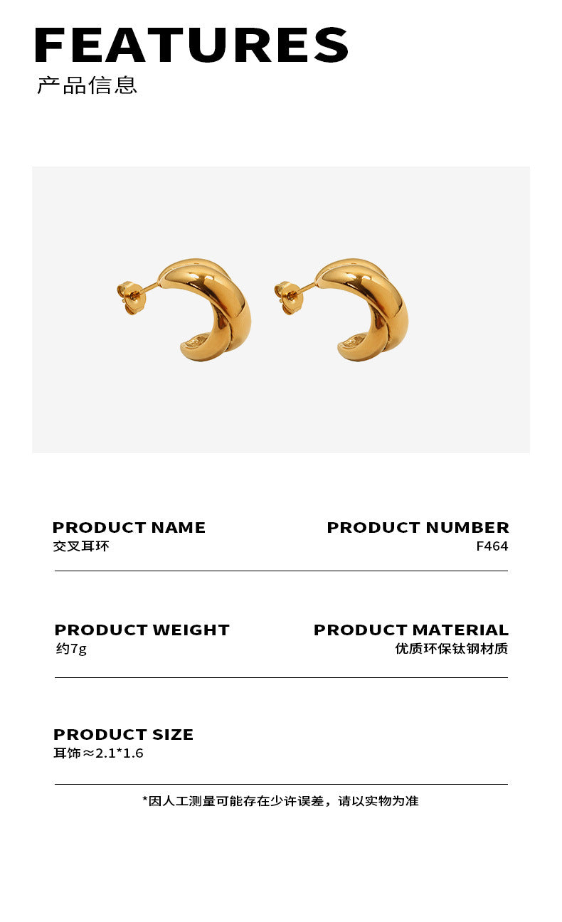 316L stainless steel chunky hoop earrings size and weight information
