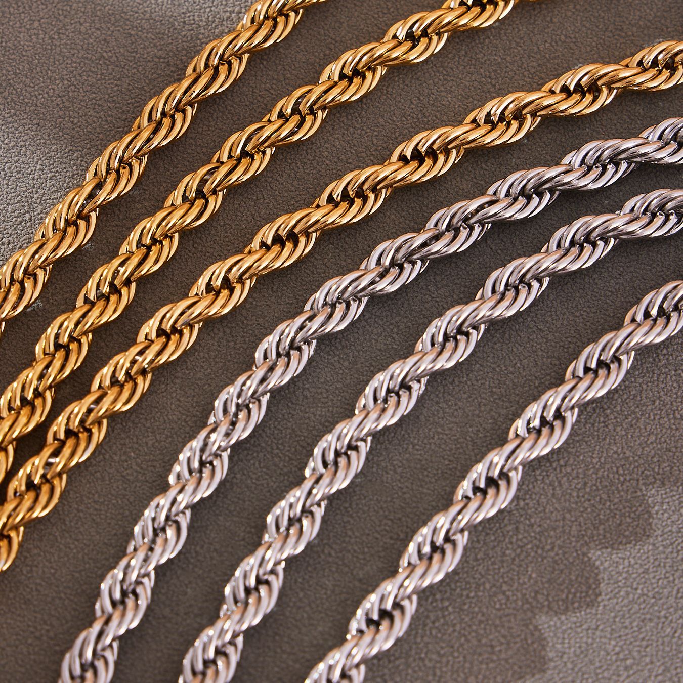 316L Stainless Steel Chunky Two-Tone PVD Gold Plated Twisted Chain Necklace - Image 3