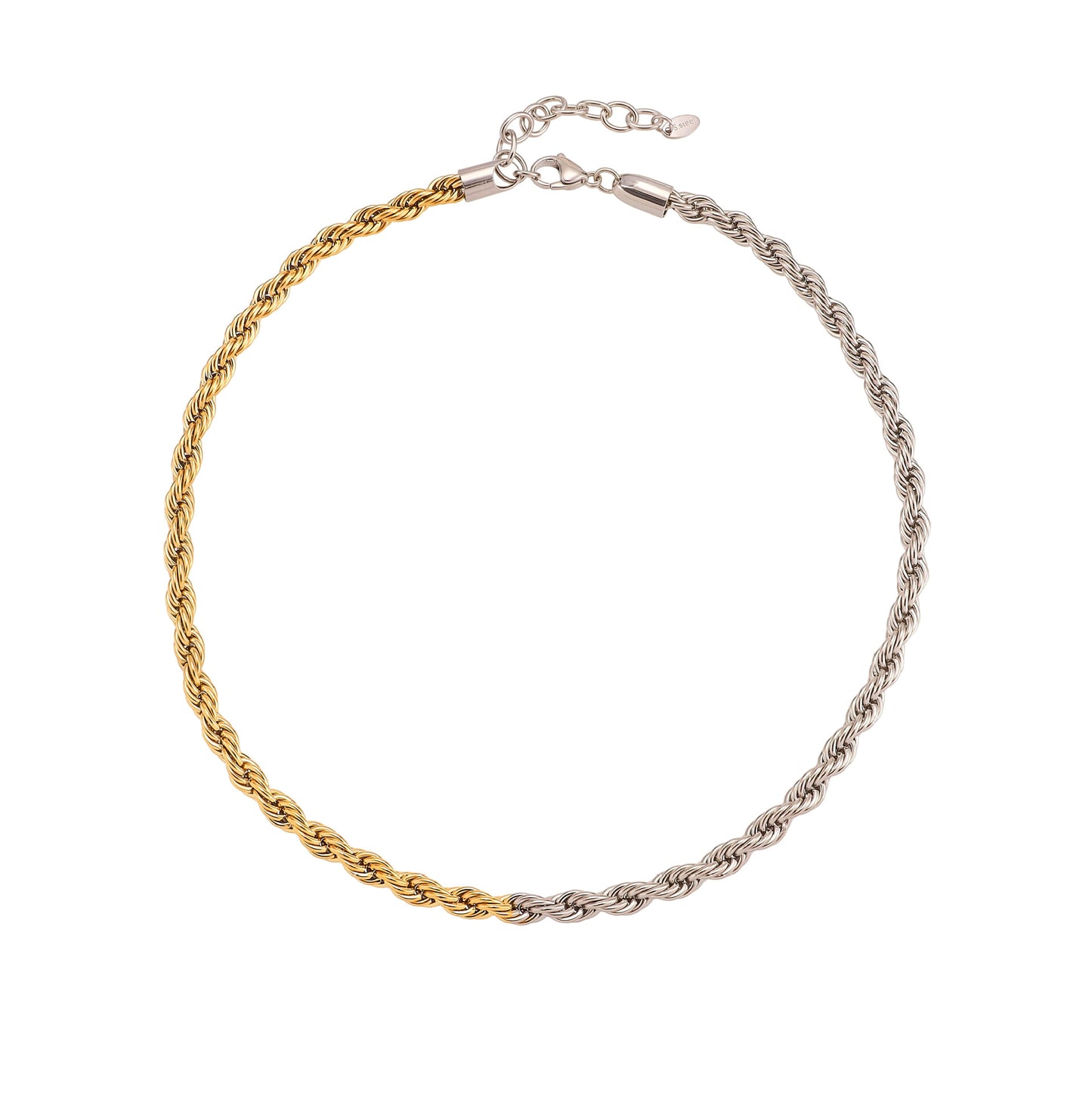 316L Stainless Steel Chunky Two-Tone PVD Gold Plated Twisted Chain Necklace - Image 5