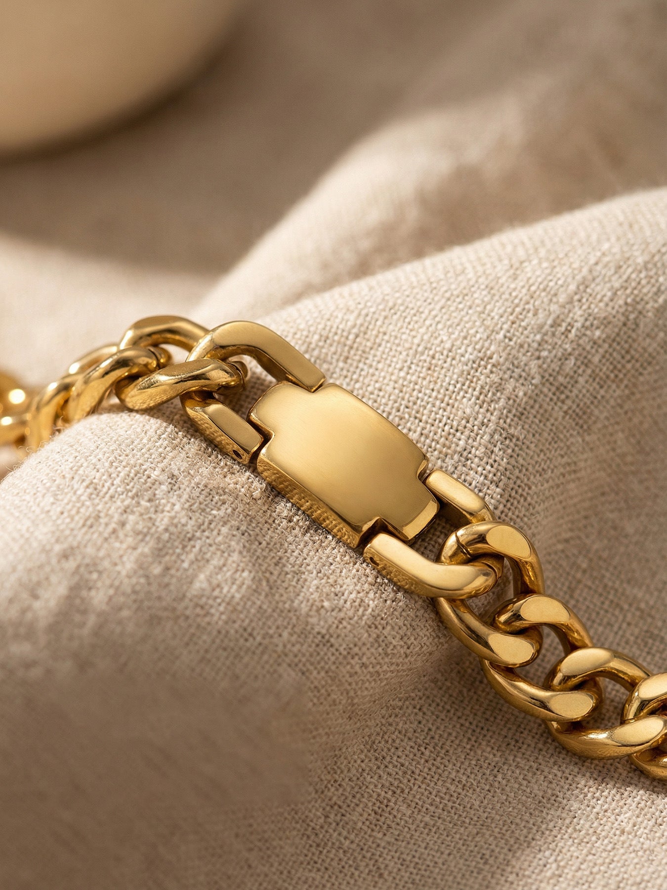 316L Stainless Steel chunky Cuban chain bracelet stacked, layered waterproof style