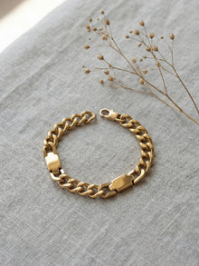 316L Stainless Steel chunky Cuban chain bracelet (steel finish), minimalist statement jewelry