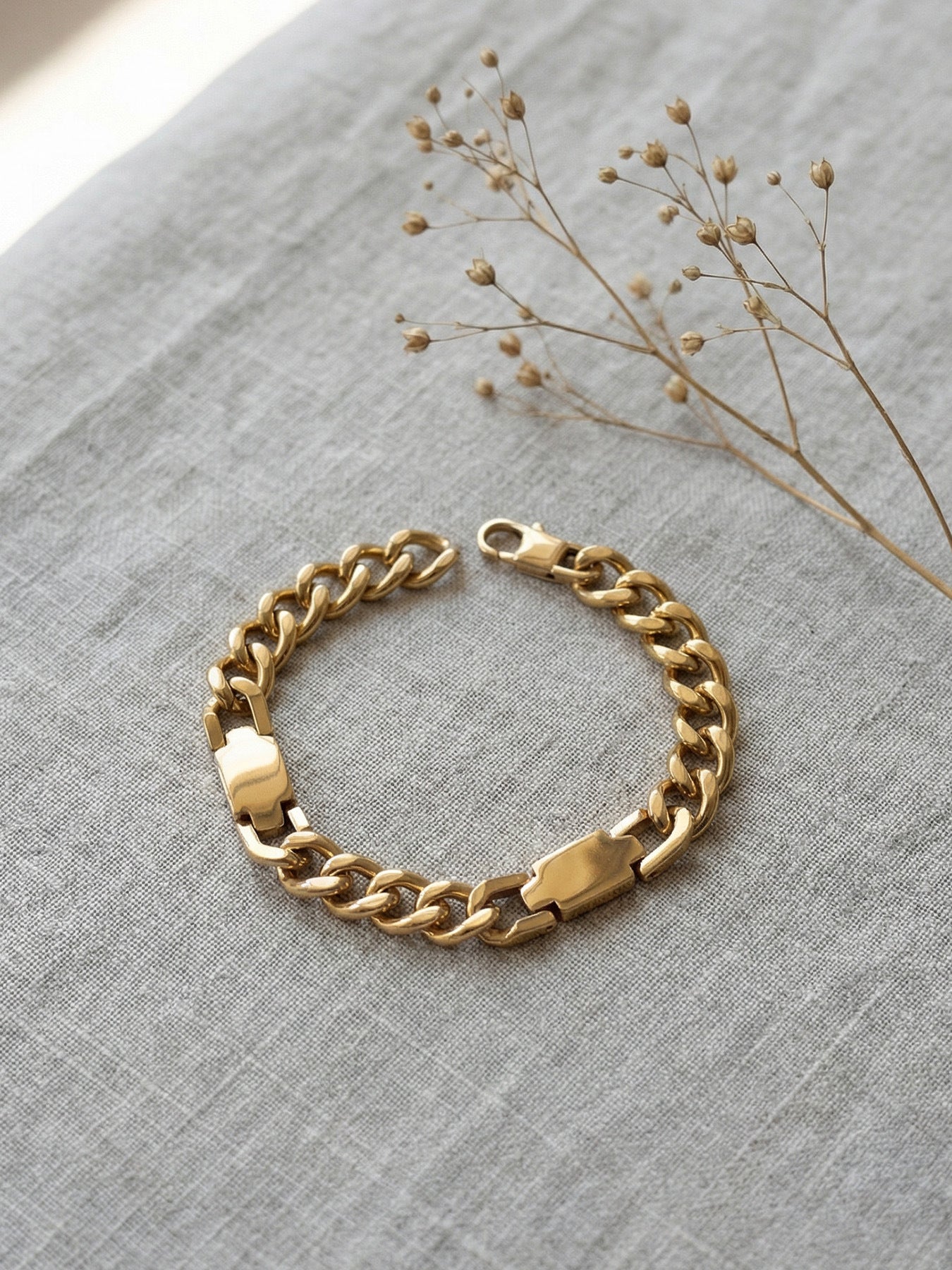 316L Stainless Steel chunky Cuban chain bracelet (steel finish), minimalist statement jewelry