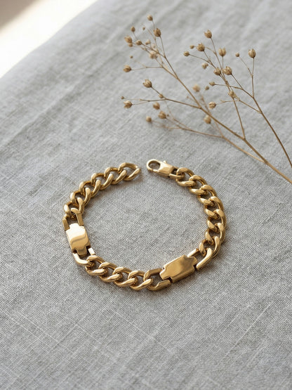 316L Stainless Steel Chunky U-Clasp Cuban Chain Bracelet - Image 2