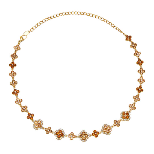 View of 316L Stainless Steel Clover Necklace with White Zircon