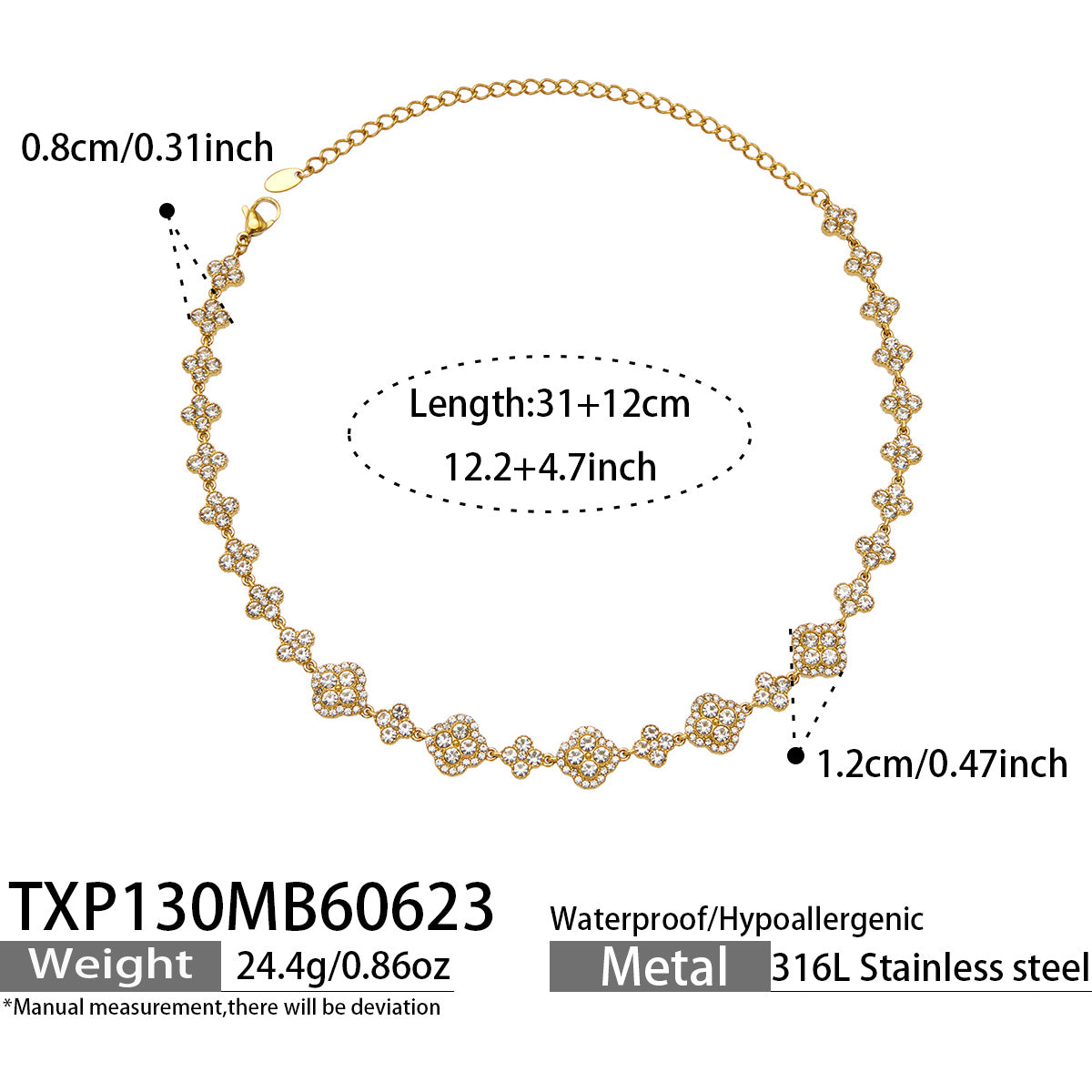 316L Stainless Steel 18K PVD Gold Clover Necklace Set made with 316L stainless steel and 18K PVD gold finish for wholesale jewelry buyers - image 8