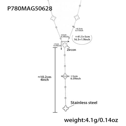 316L Stainless Steel Clover Tassel Y-Necklace - Image 7