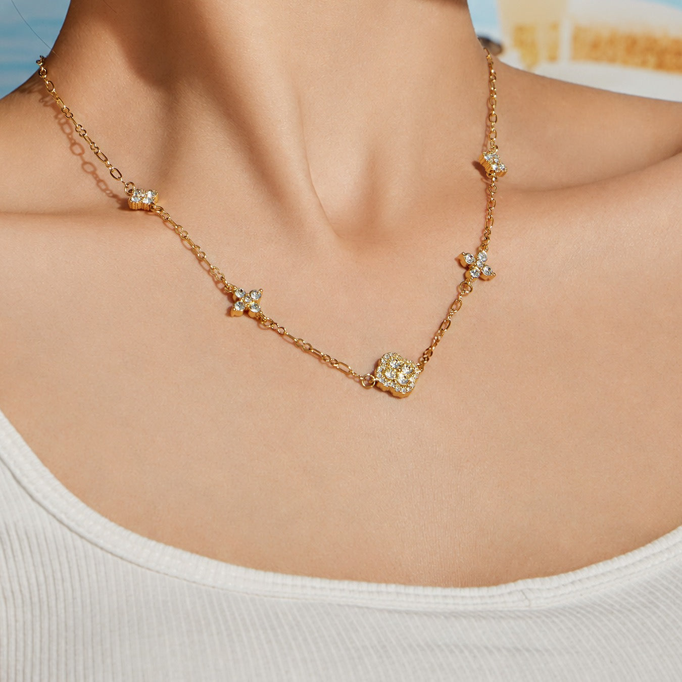 316L Stainless Steel 18K PVD Gold Clover Zircon Bracelet made with 316L stainless steel and 18K PVD gold finish for wholesale jewelry buyers - image 11