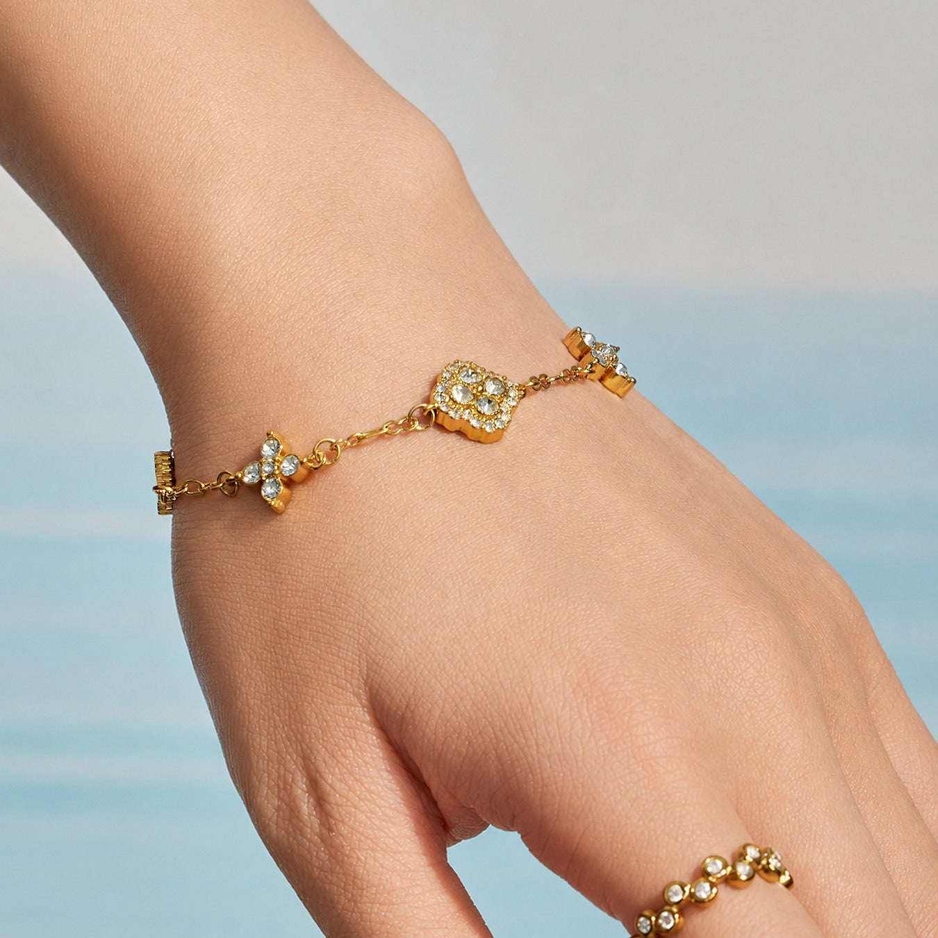 316L Stainless Steel 18K PVD Gold Clover Zircon Bracelet made with 316L stainless steel and 18K PVD gold finish for wholesale jewelry buyers - image 12