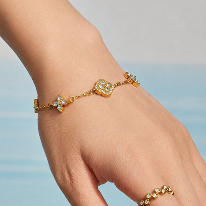316L Stainless Steel 18K PVD Gold Clover Zircon Bracelet made with 316L stainless steel and 18K PVD gold finish for wholesale jewelry buyers - image 12