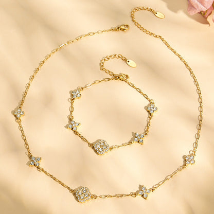 316L Stainless Steel 18K PVD Gold Clover Zircon Bracelet made with 316L stainless steel and 18K PVD gold finish for wholesale jewelry buyers - image 15