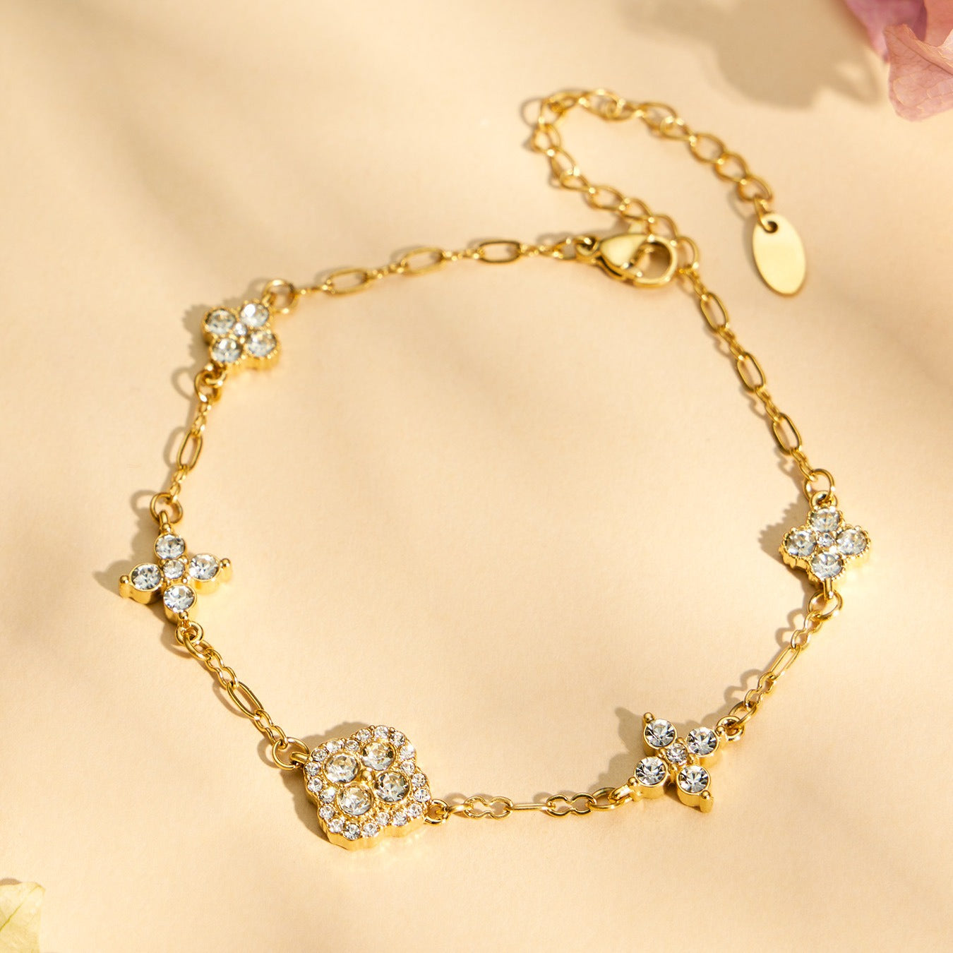 316L Stainless Steel 18K PVD Gold Clover Zircon Bracelet made with 316L stainless steel and 18K PVD gold finish for wholesale jewelry buyers - image 16