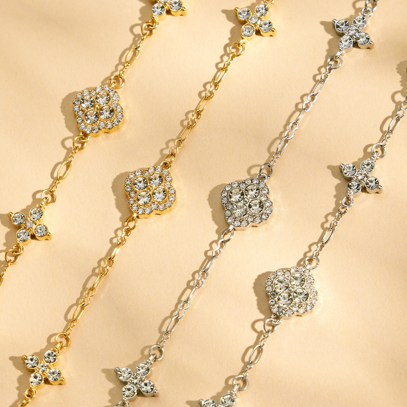 316L Stainless Steel 18K PVD Gold Clover Zircon Bracelet made with 316L stainless steel and 18K PVD gold finish for wholesale jewelry buyers - image 17