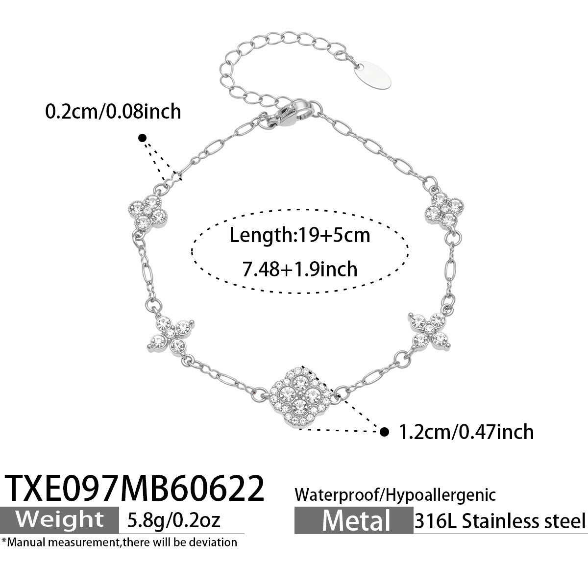 316L Stainless Steel 18K PVD Gold Clover Zircon Bracelet made with 316L stainless steel and 18K PVD gold finish for wholesale jewelry buyers - image 4