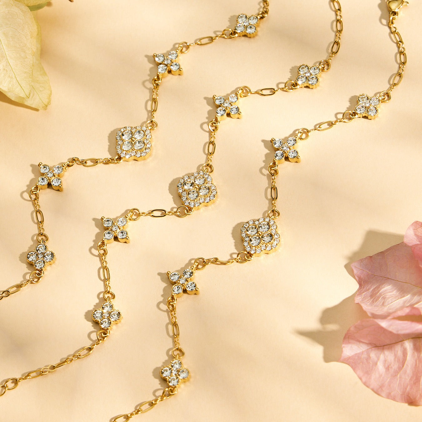 316L Stainless Steel 18K PVD Gold Clover Zircon Bracelet made with 316L stainless steel and 18K PVD gold finish for wholesale jewelry buyers - image 7