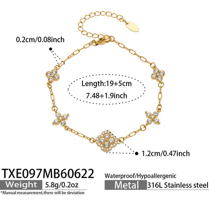 316L Stainless Steel 18K PVD Gold Clover Zircon Bracelet made with 316L stainless steel and 18K PVD gold finish for wholesale jewelry buyers - image 8