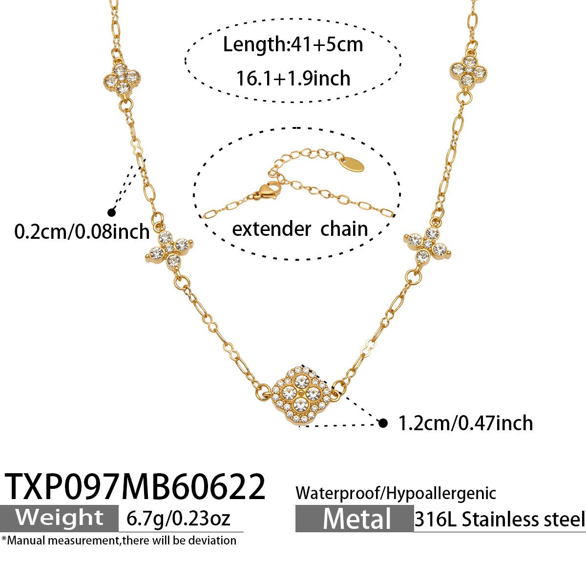 316L Stainless Steel 18K PVD Gold Clover Zircon Bracelet made with 316L stainless steel and 18K PVD gold finish for wholesale jewelry buyers - image 9
