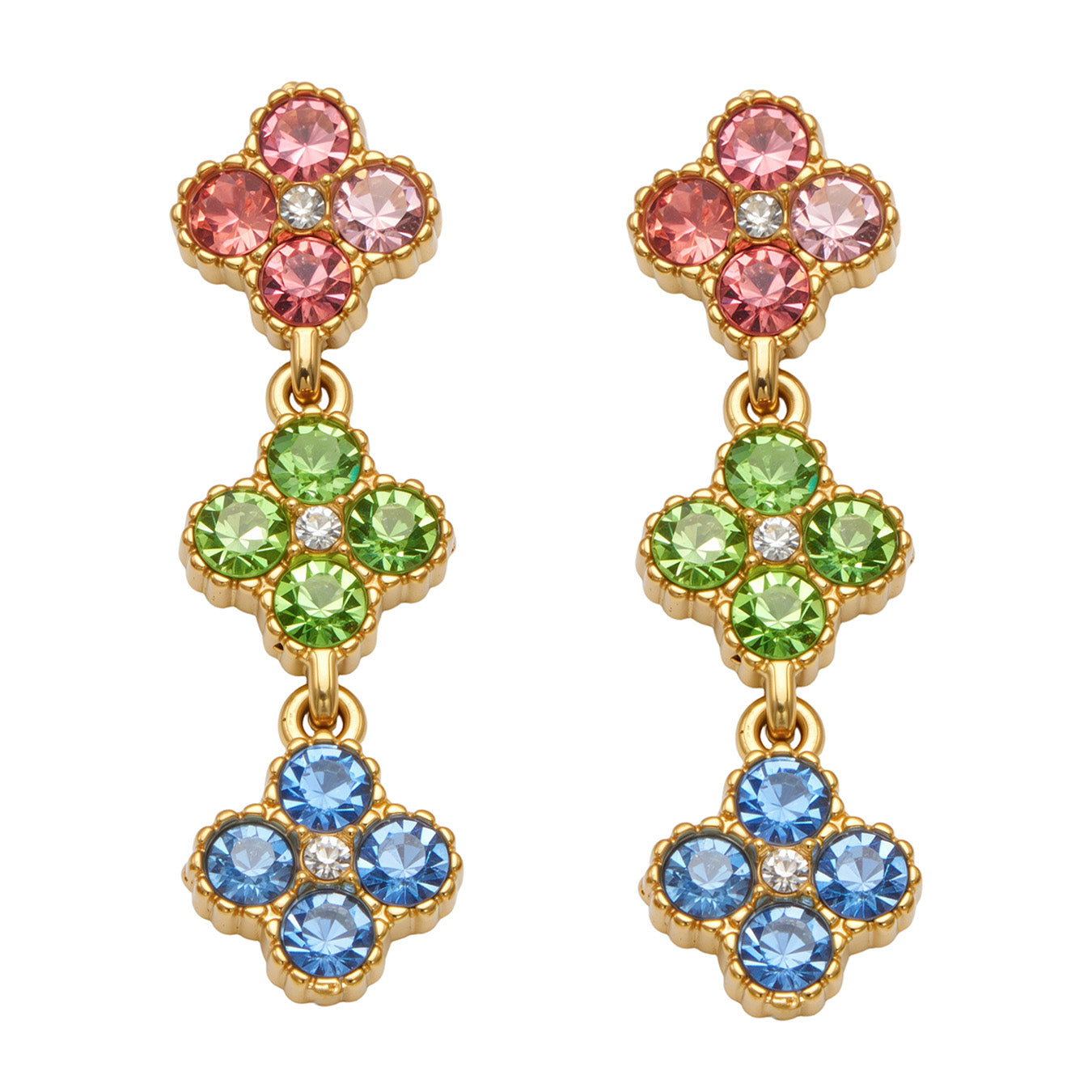 Clover Zircon Earrings in Green