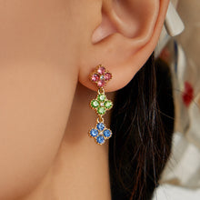 Clover Zircon Earrings in Pink