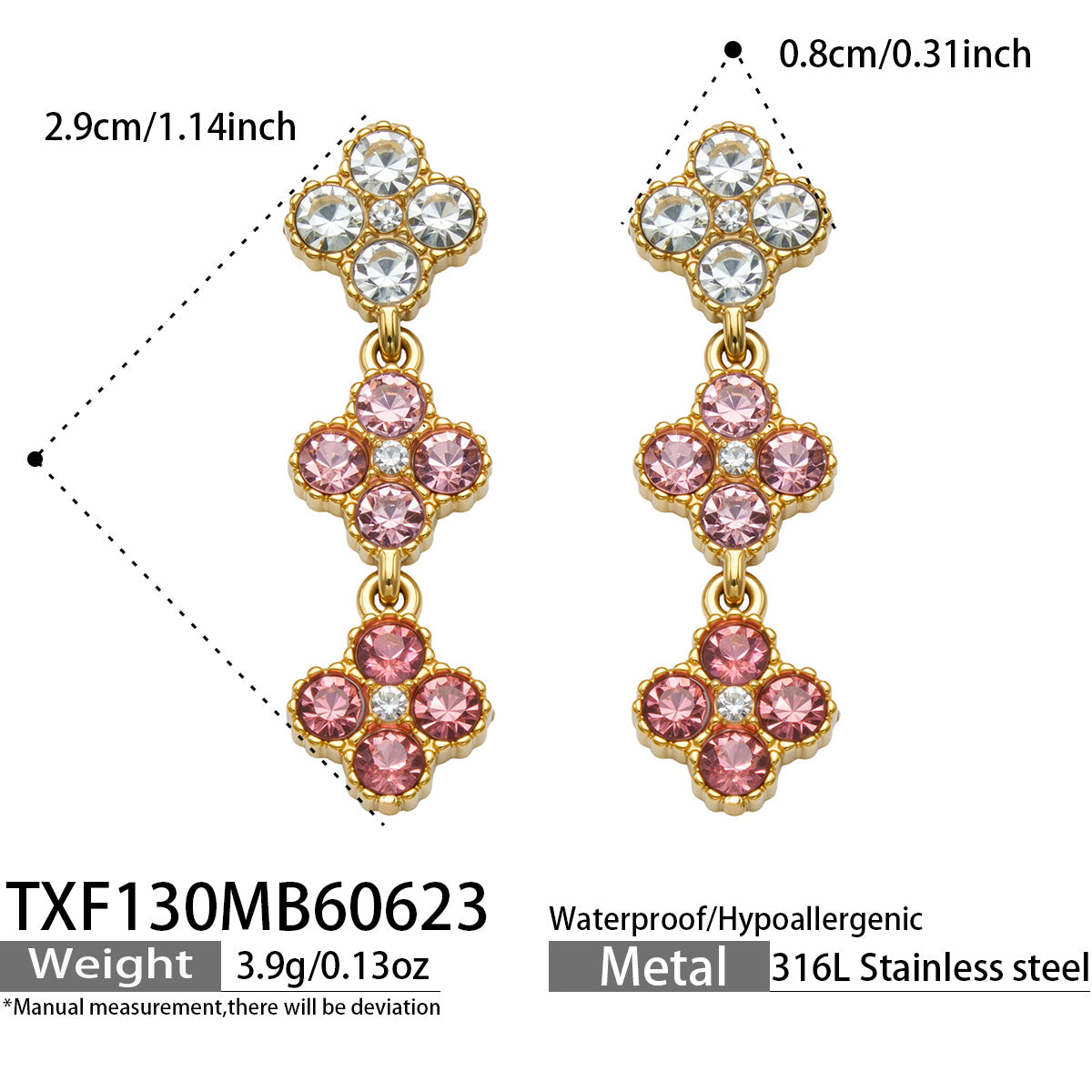 Clover Zircon Earrings in Champagne
